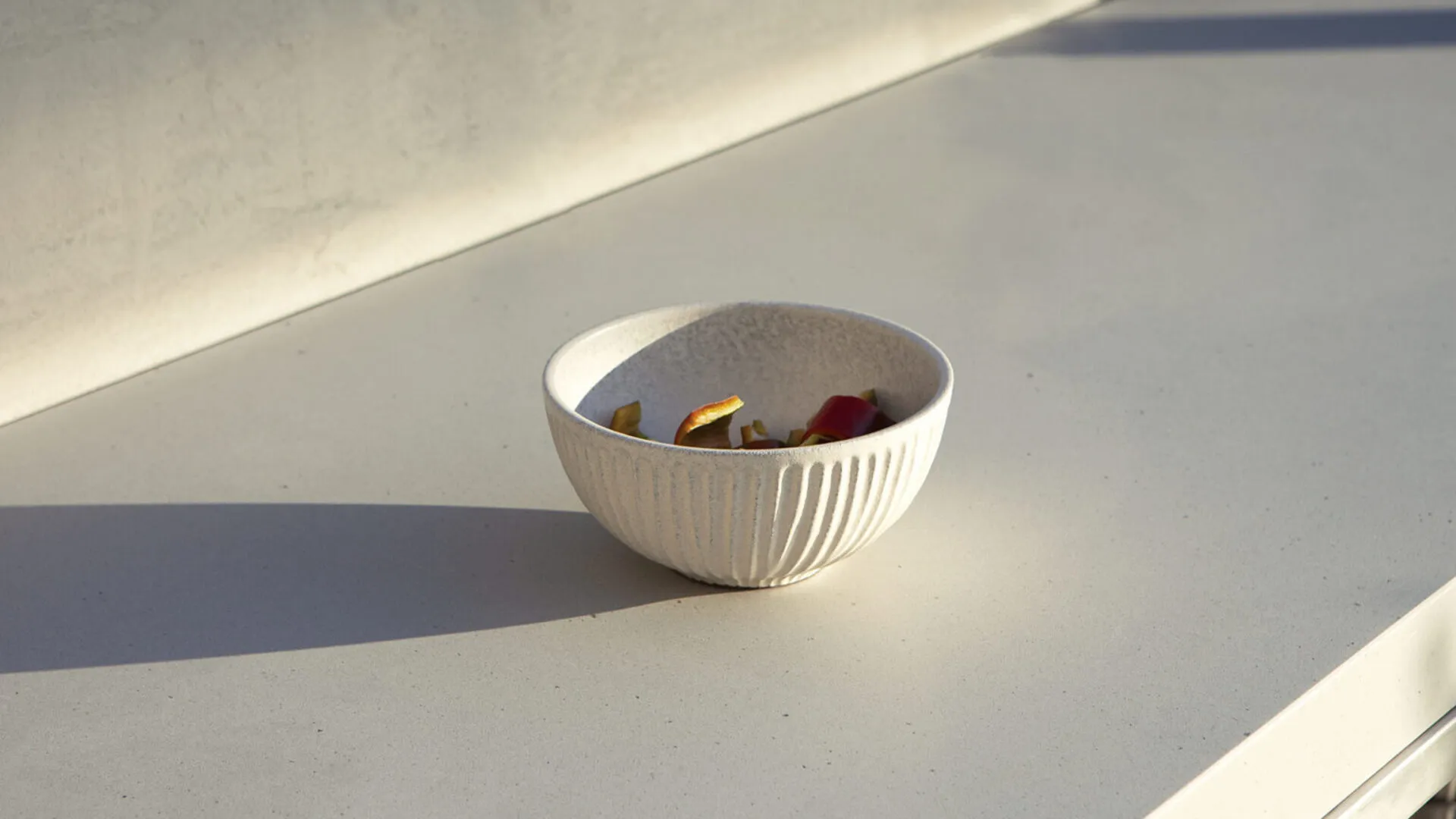 Image of installed Caesarstone Clearskies Grey Quartz countertops