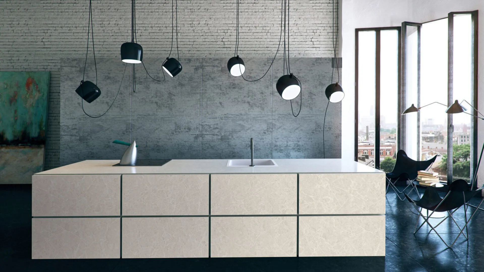 Additional image of Caesarstone Cosmopolitan White Grey Quartz countertops
