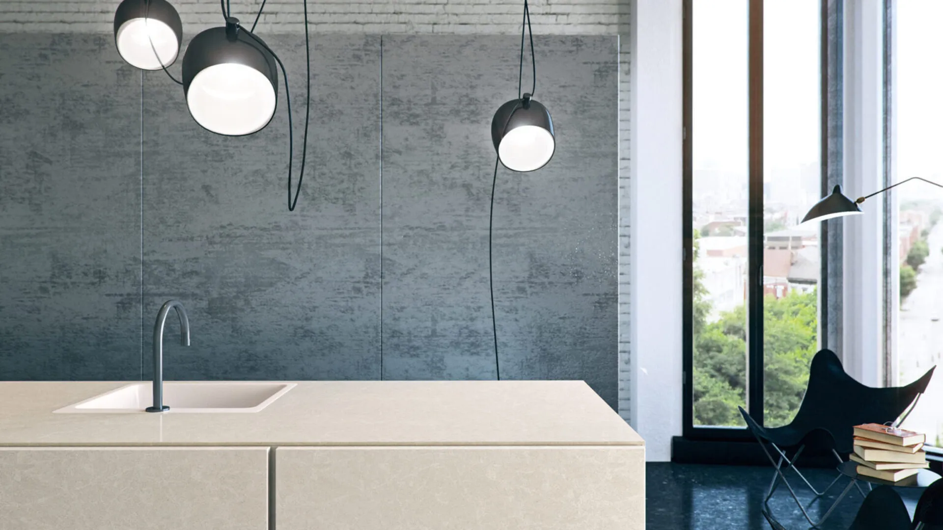 Additional image of Caesarstone Cosmopolitan White Grey Quartz countertops
