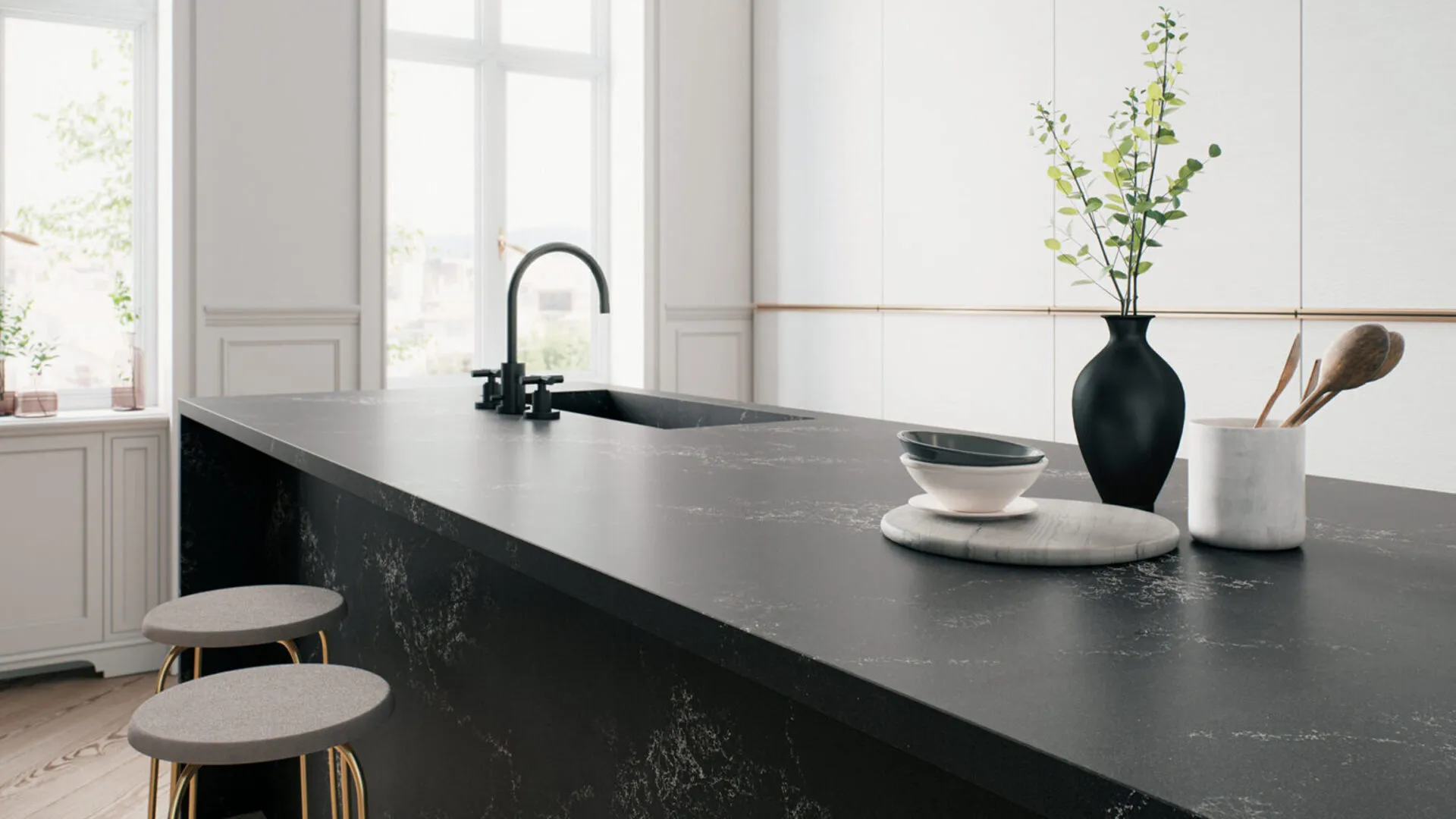 Additional image of Caesarstone Empira Black Quartz countertops