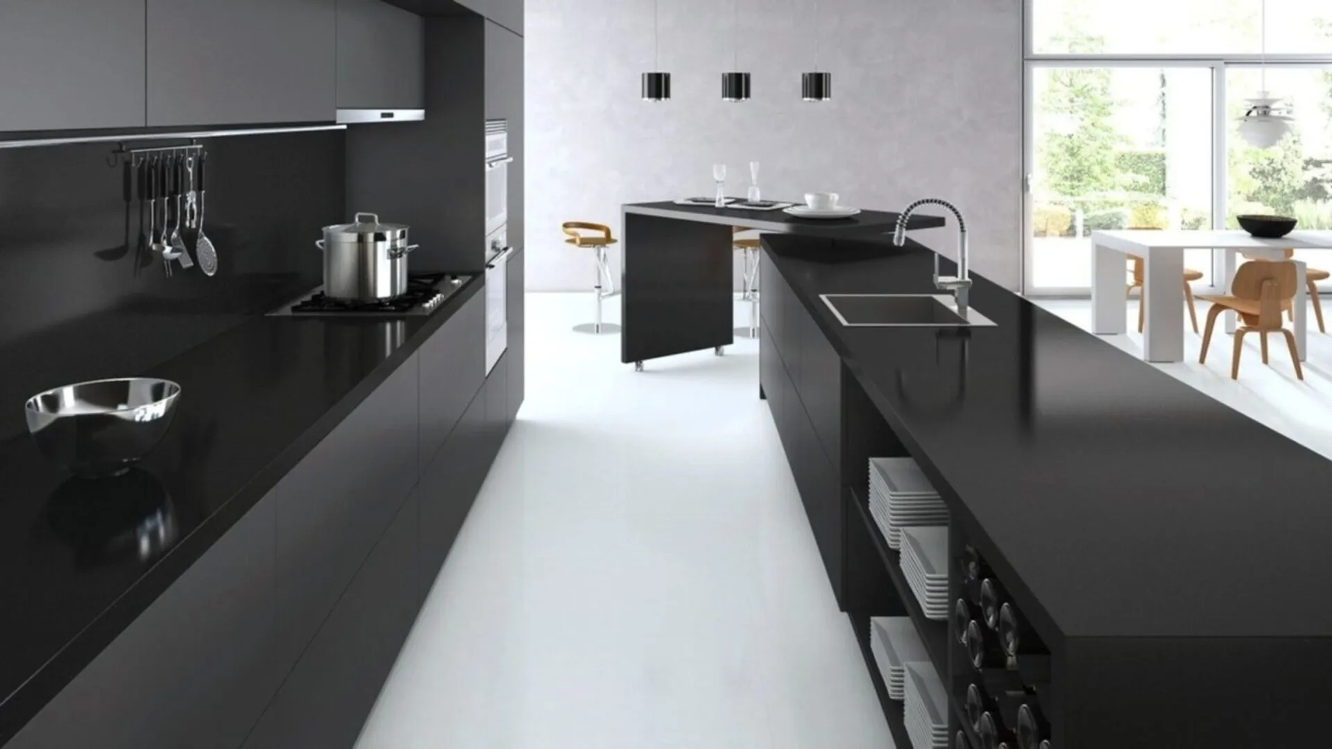 Additional image of Caesarstone Jet Black Quartz countertops