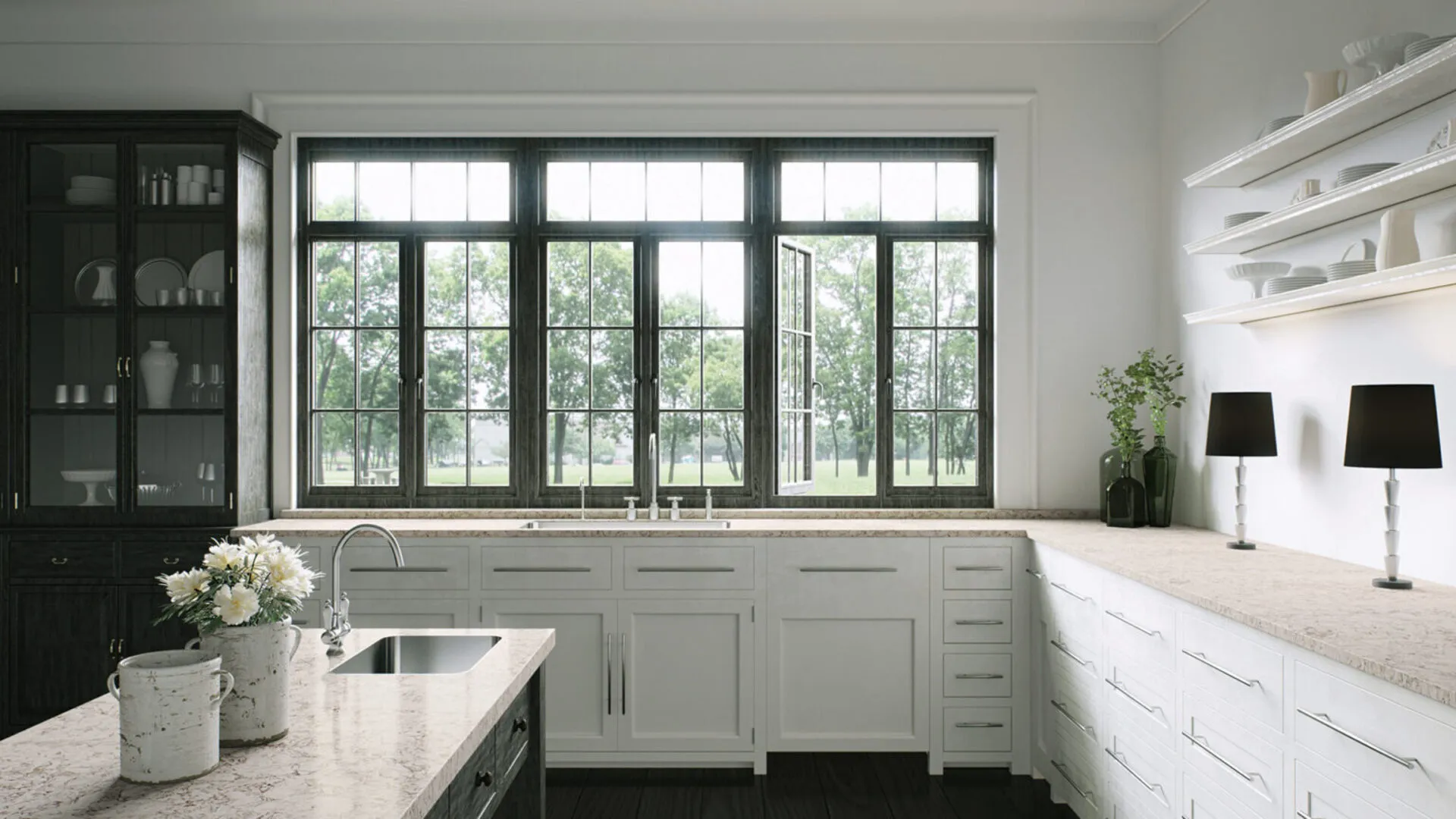Additional image of Caesarstone Moorland Fog Grey Quartz countertops