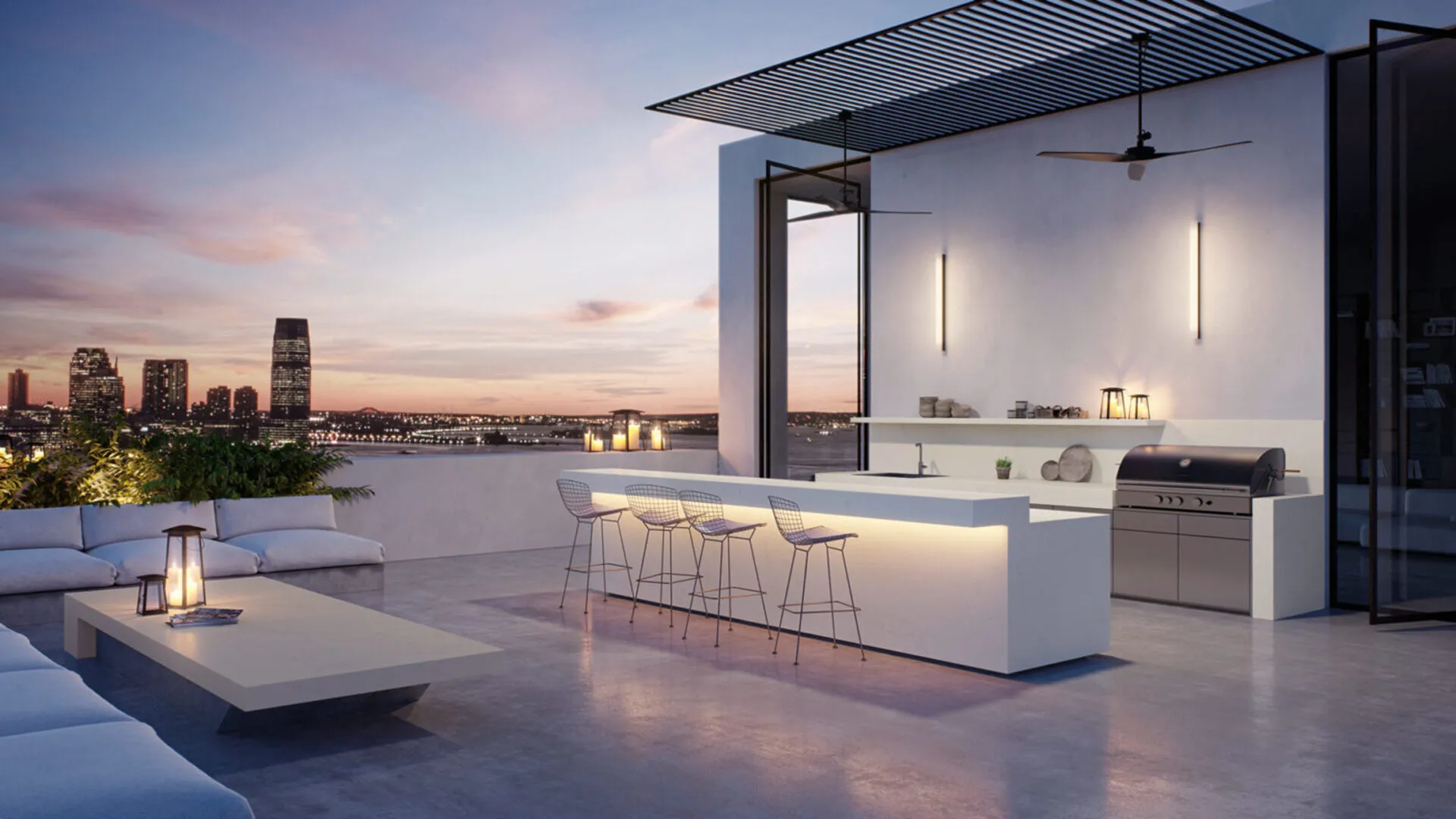 Image of installed Caesarstone Palm Shade Quartz countertops
