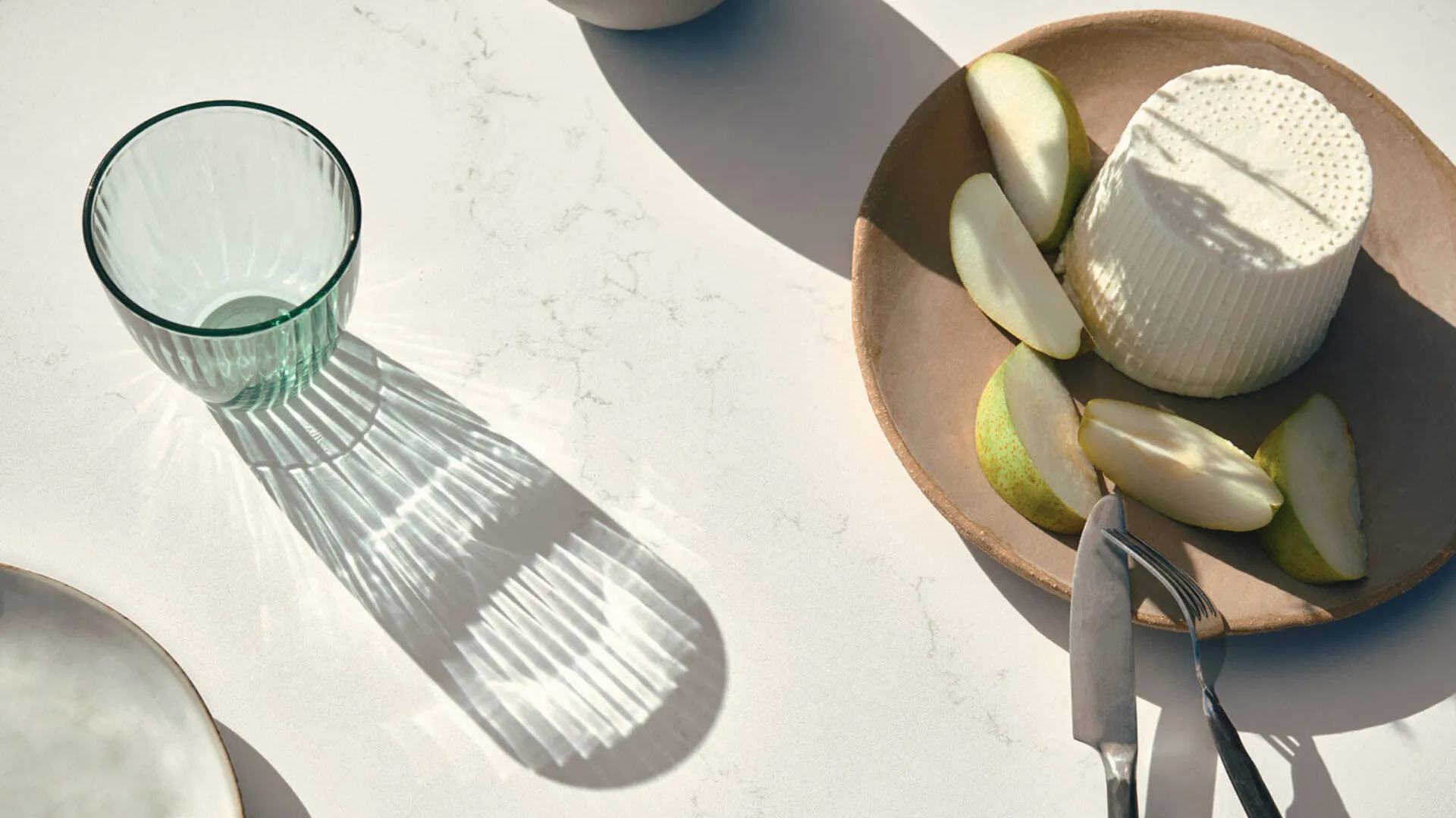 Image of installed Caesarstone Palm Shade Quartz countertops