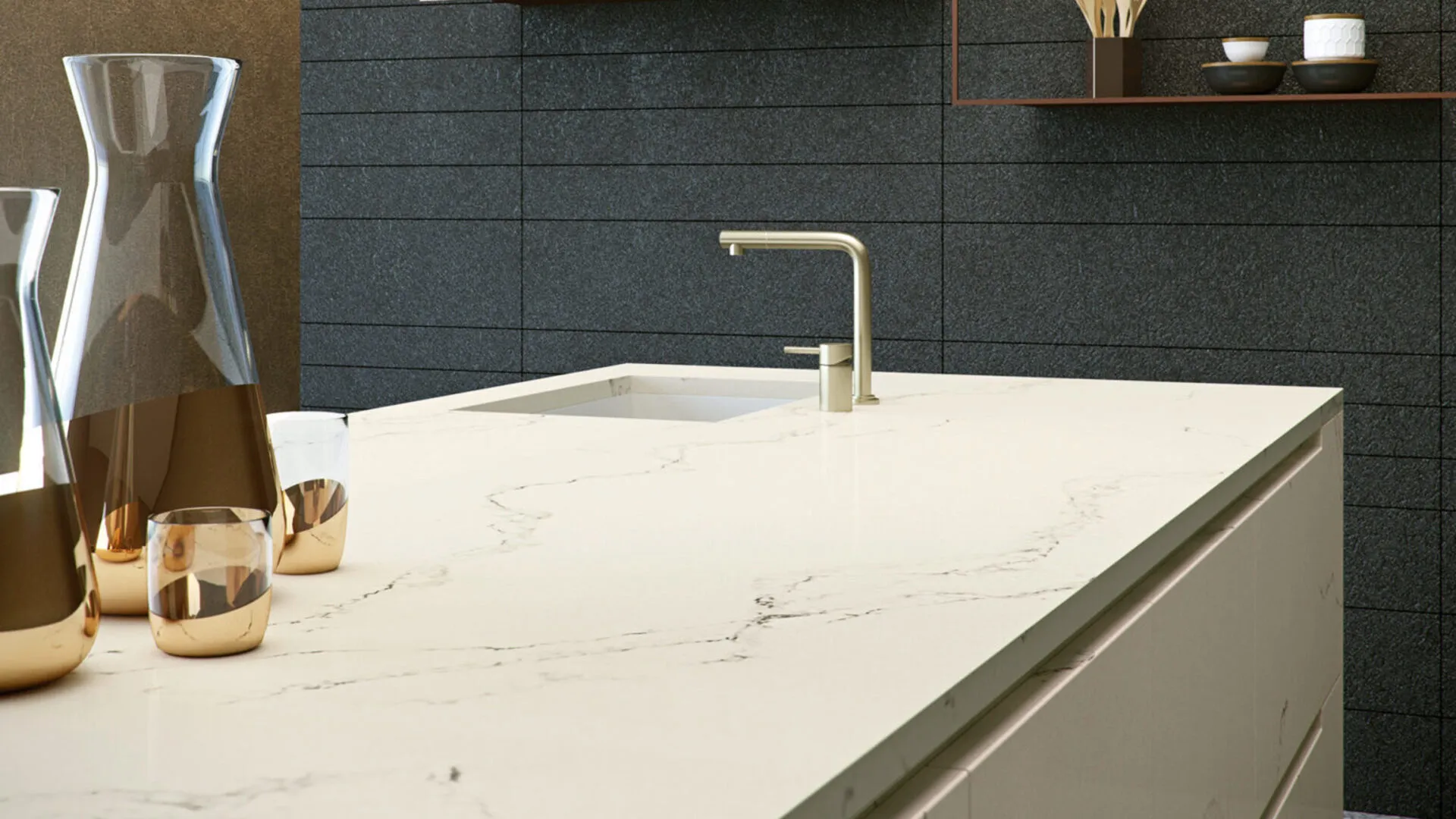Additional image of Caesarstone Statuario Nuvo Quartz countertops
