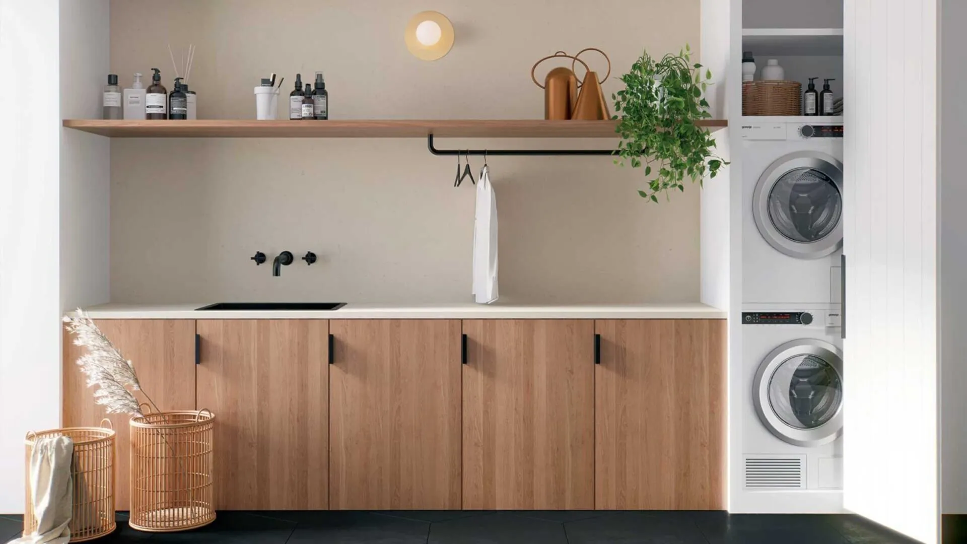 Image of installed Caesarstone Stoneburst Grey Quartz countertops
