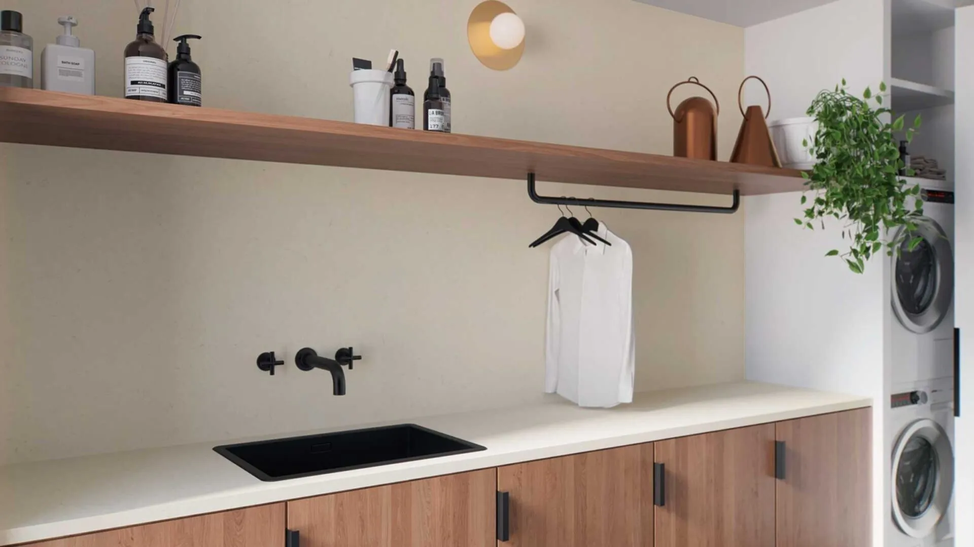 Image of installed Caesarstone Stoneburst Grey Quartz countertops