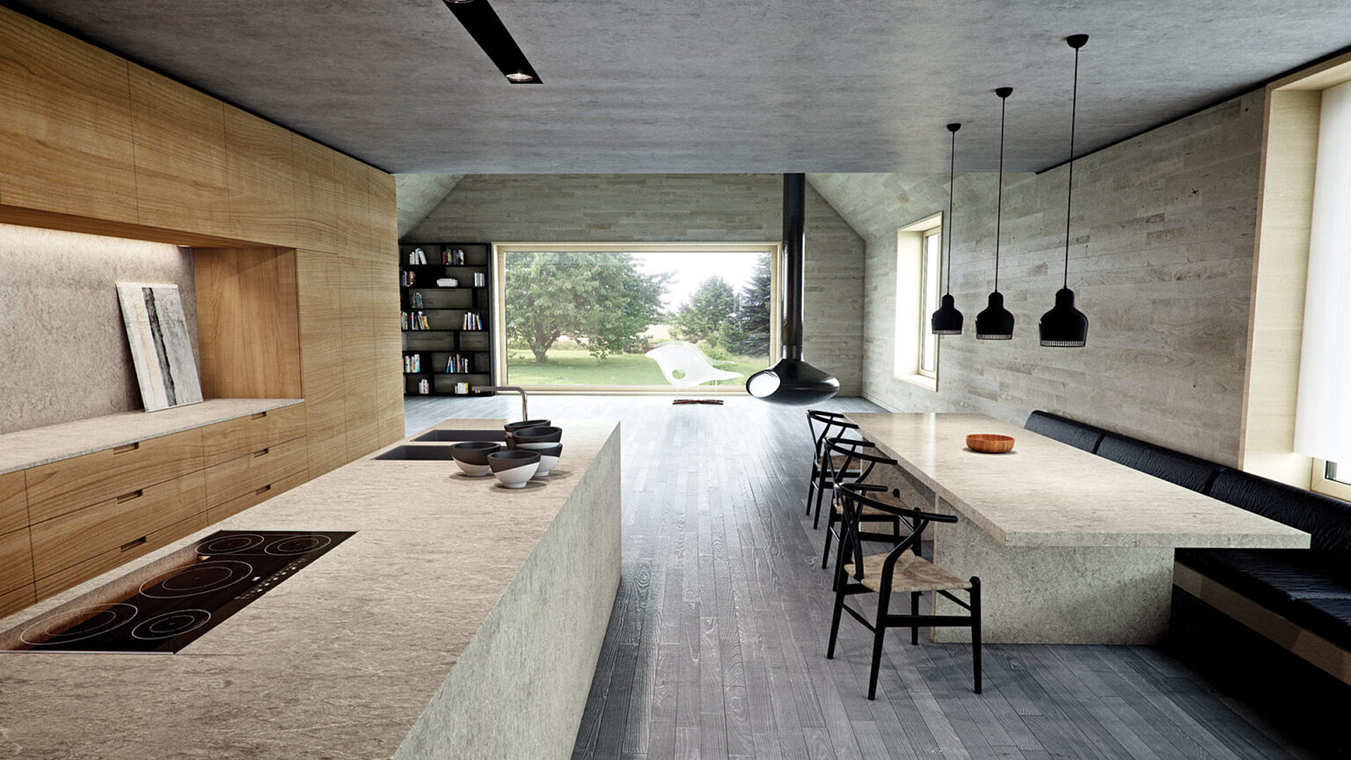 Additional image of Caesarstone Symphony Grey Quartz countertops