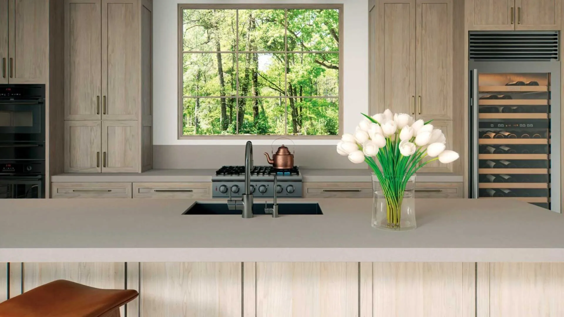 Image of installed Caesarstone Wyndigo Quartz countertops