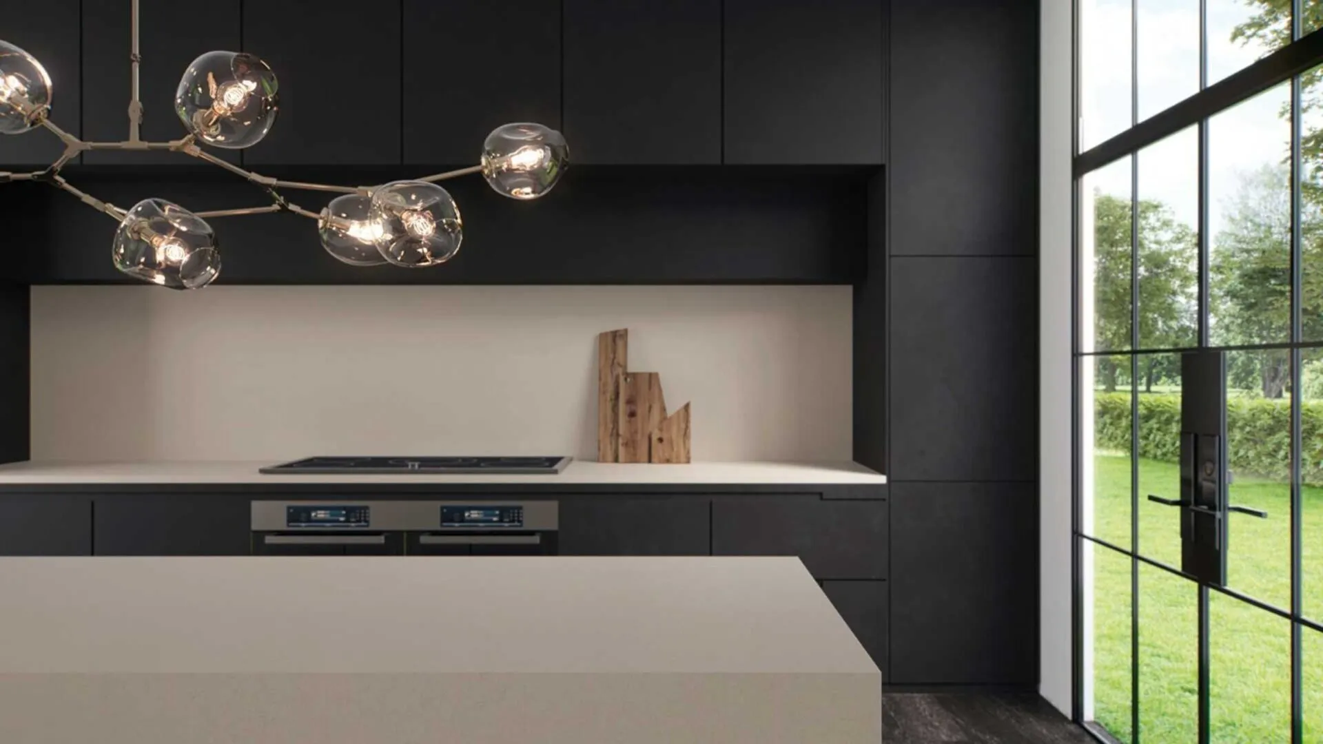Image of installed Caesarstone Wyndigo Quartz countertops