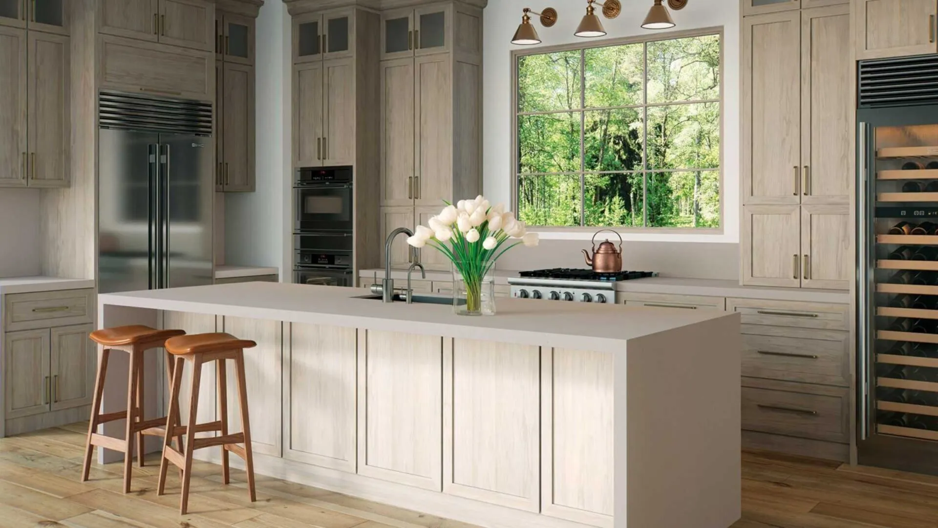 Image of installed Caesarstone Wyndigo Quartz countertops