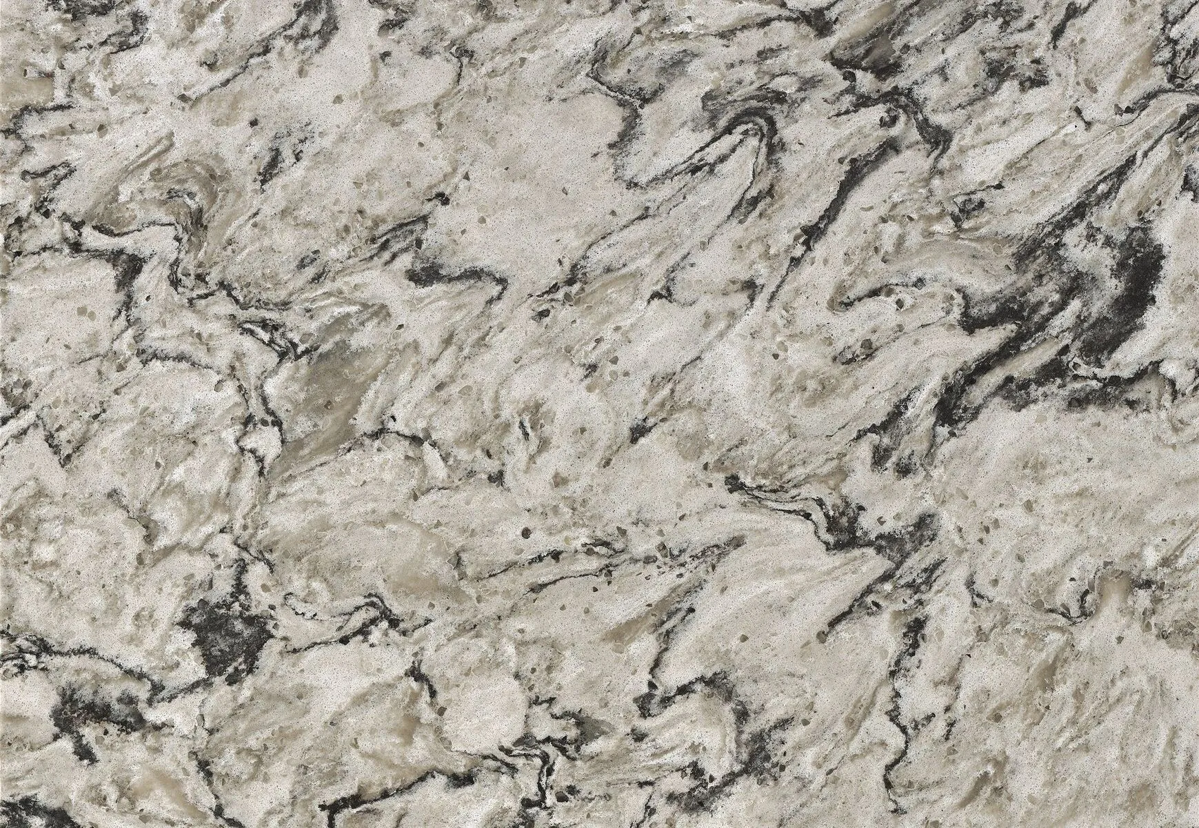 Closeup image of Cambria Bellingham Grey Quartz countertop slab