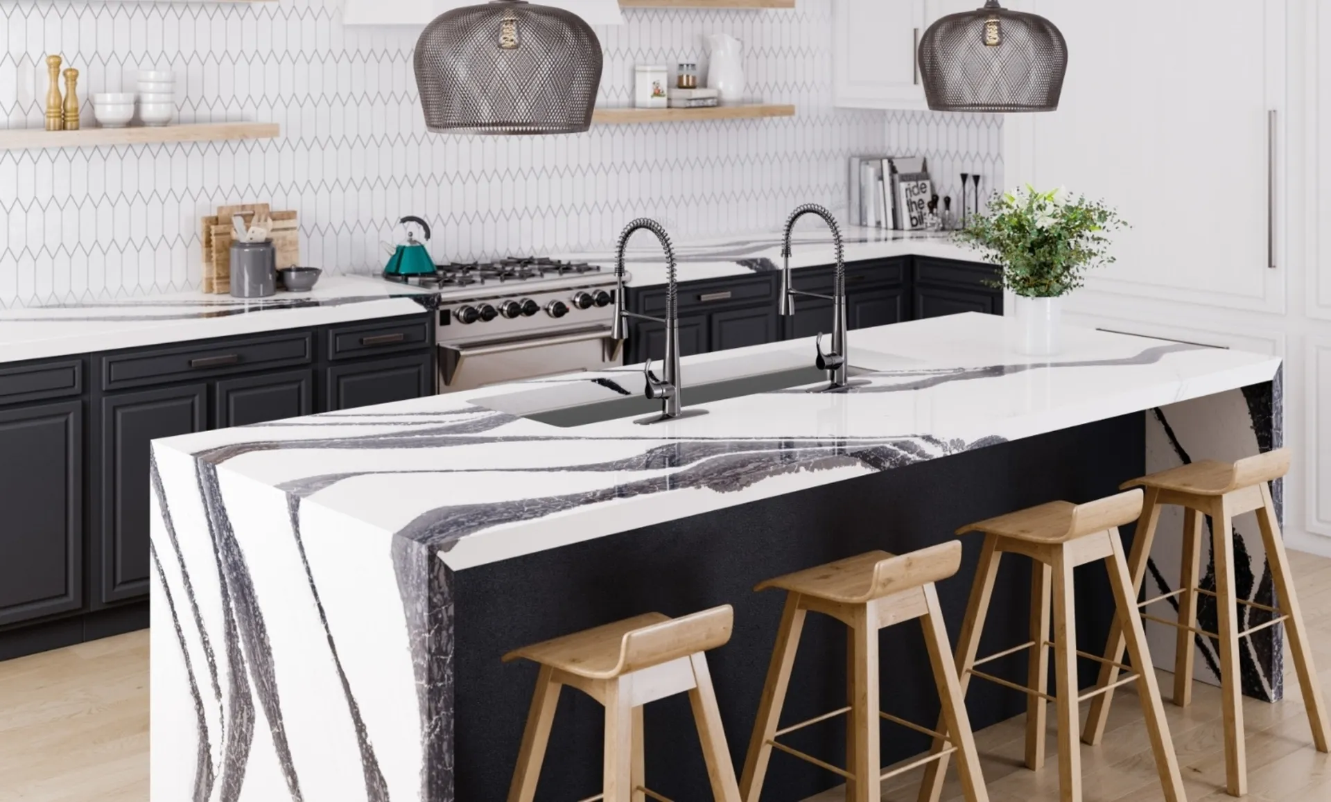 Additional image of Cambria Bentley White Quartz countertops