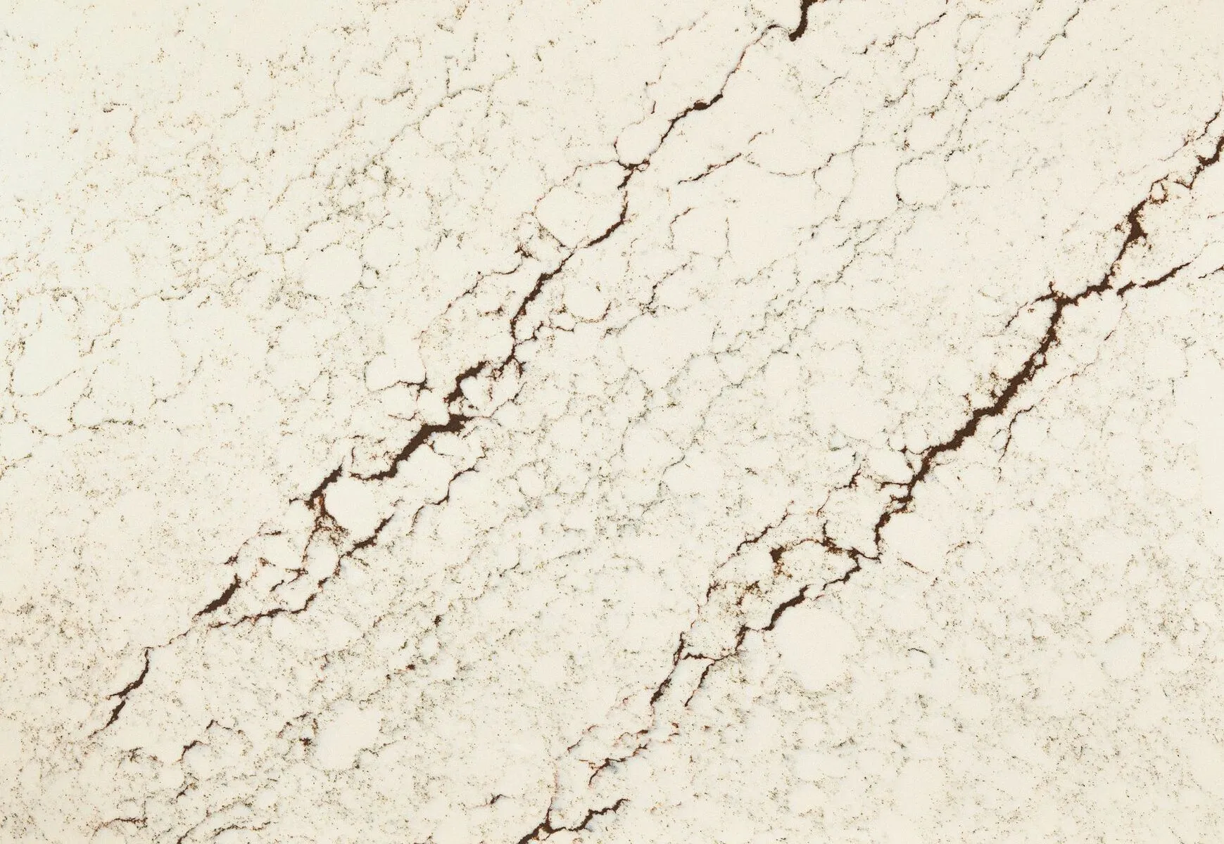 Closeup image of Cambria Cashel White Quartz countertop slab