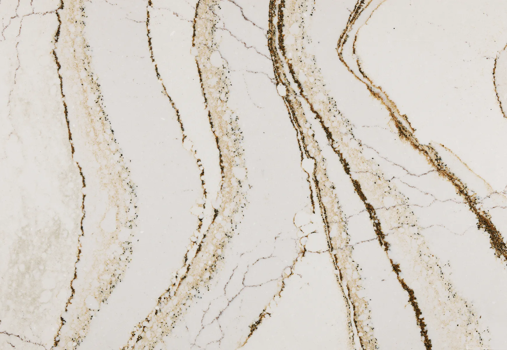 Closeup image of Cambria Clovelly Quartz countertop slab