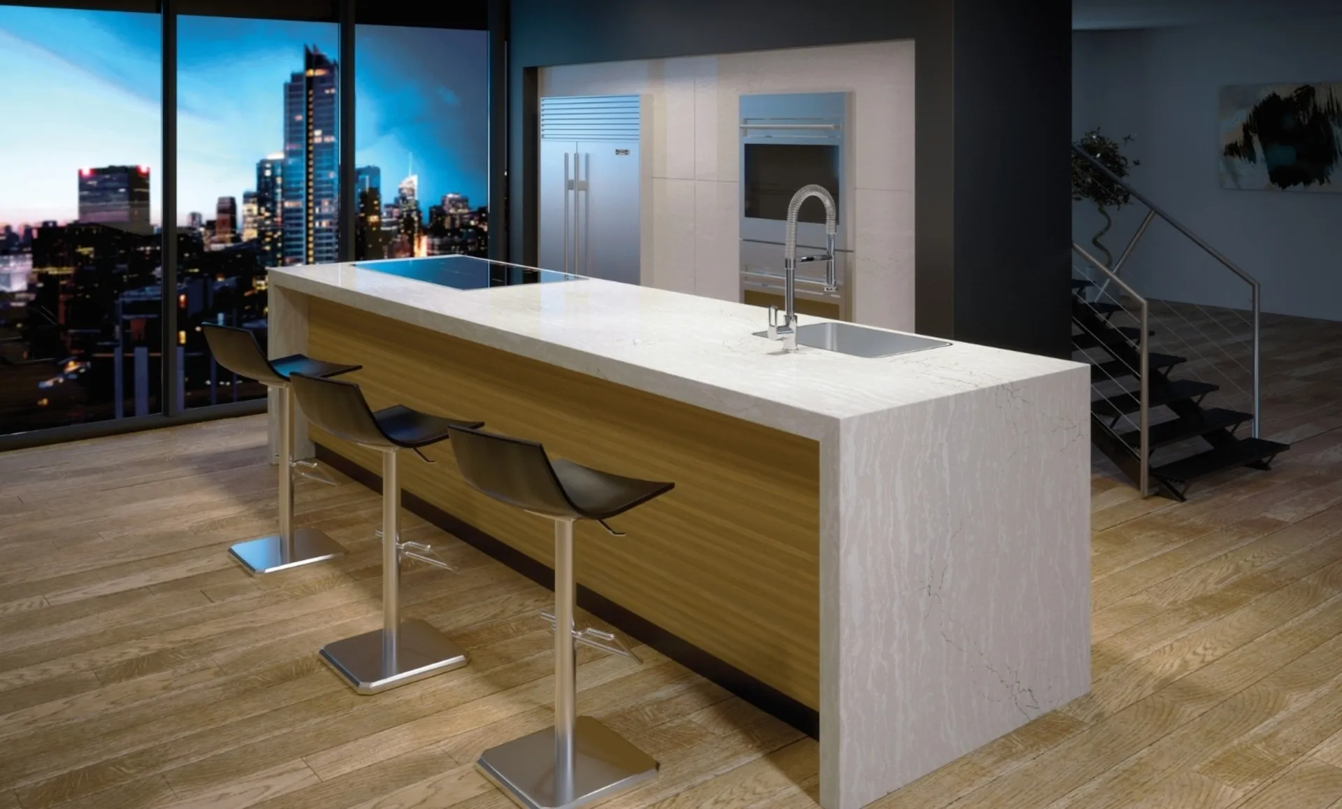 Additional image of Cambria Delgatie White Quartz countertops