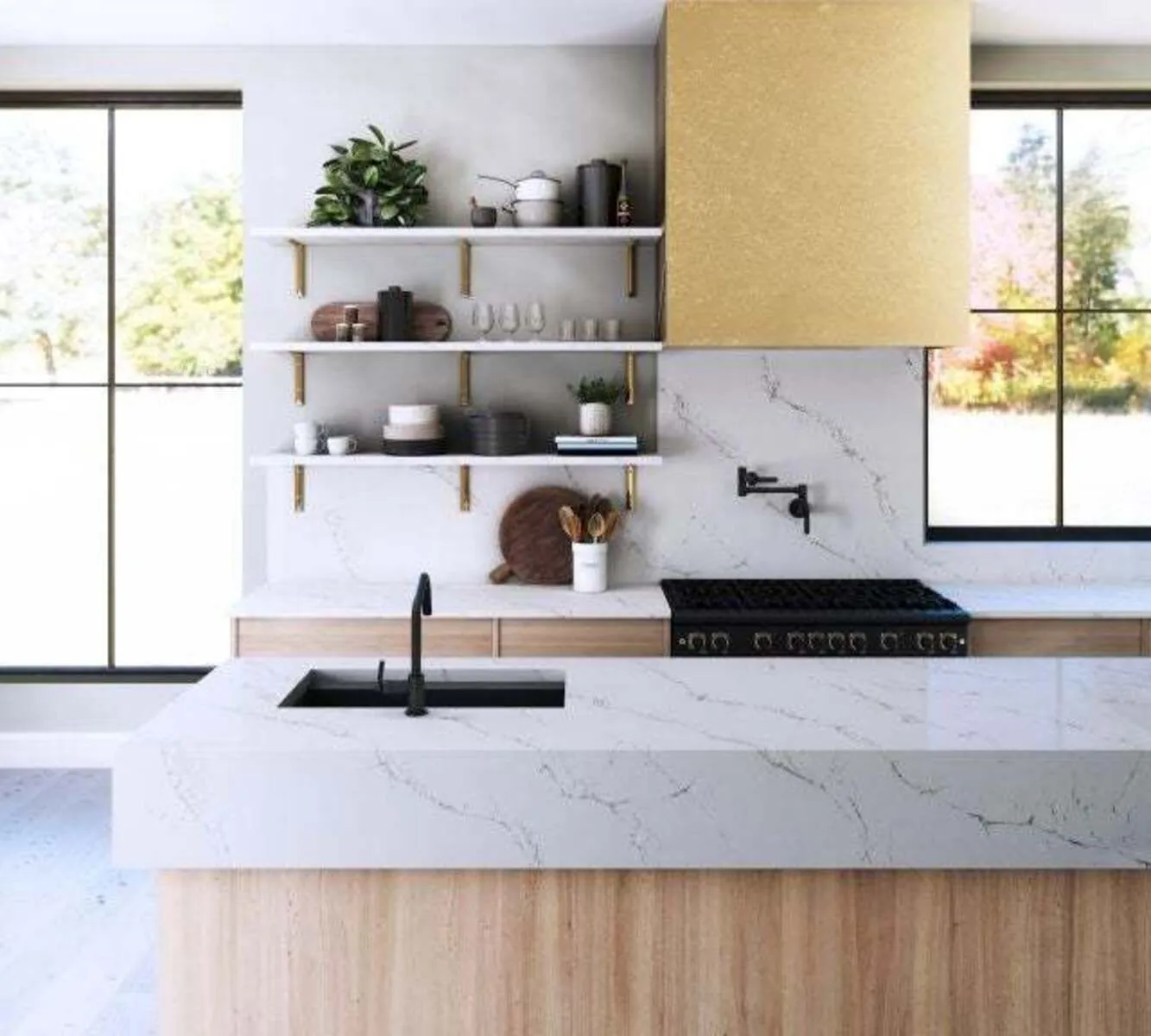 Additional image of Cambria Hawksmoore White Quartz countertops