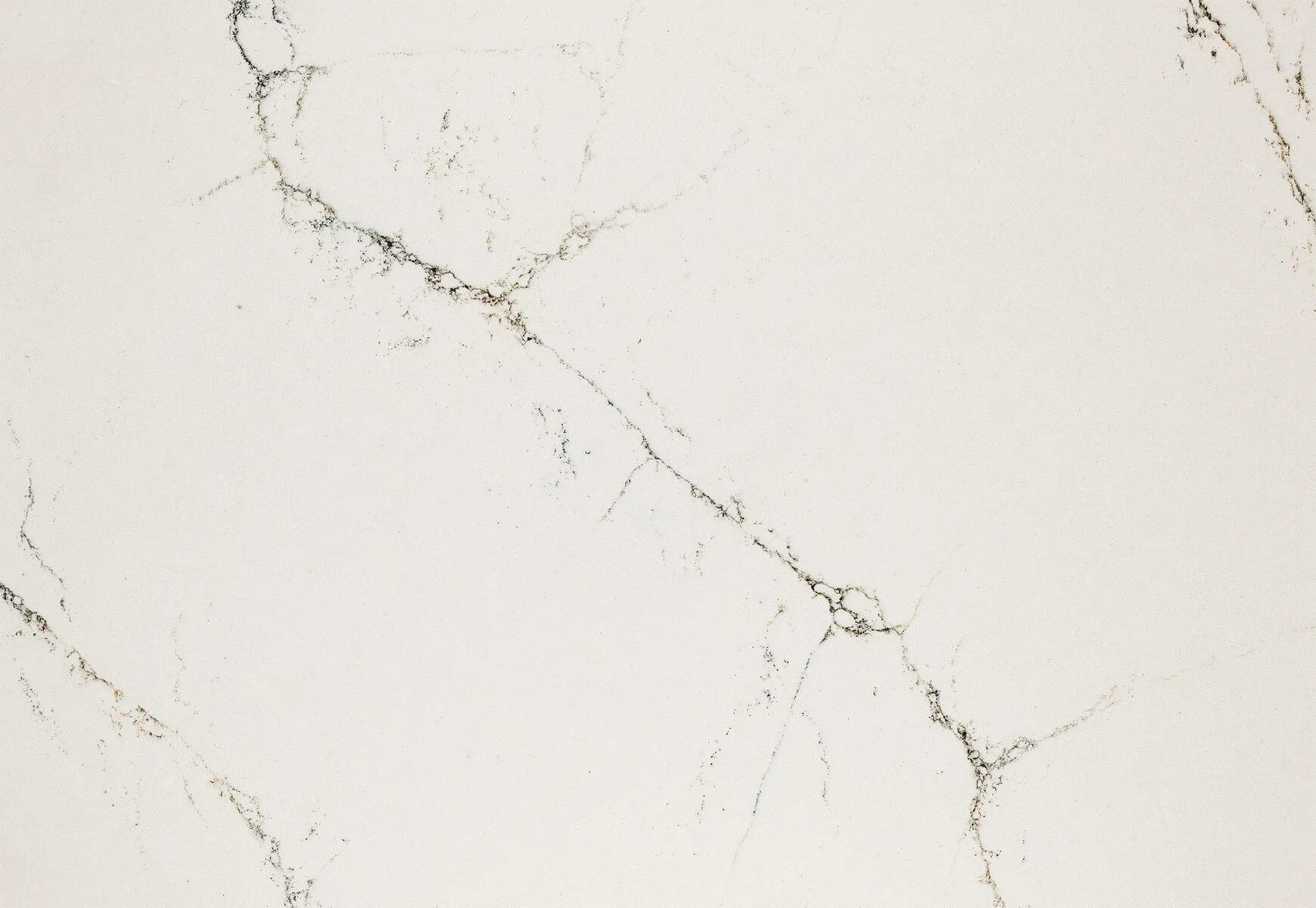 Closeup image of Cambria Hawksmoore White Quartz countertop slab