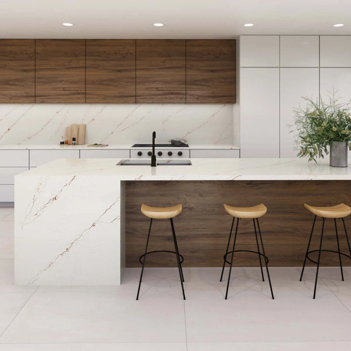 Additional image of Cambria Inverness Bronze White Quartz countertops