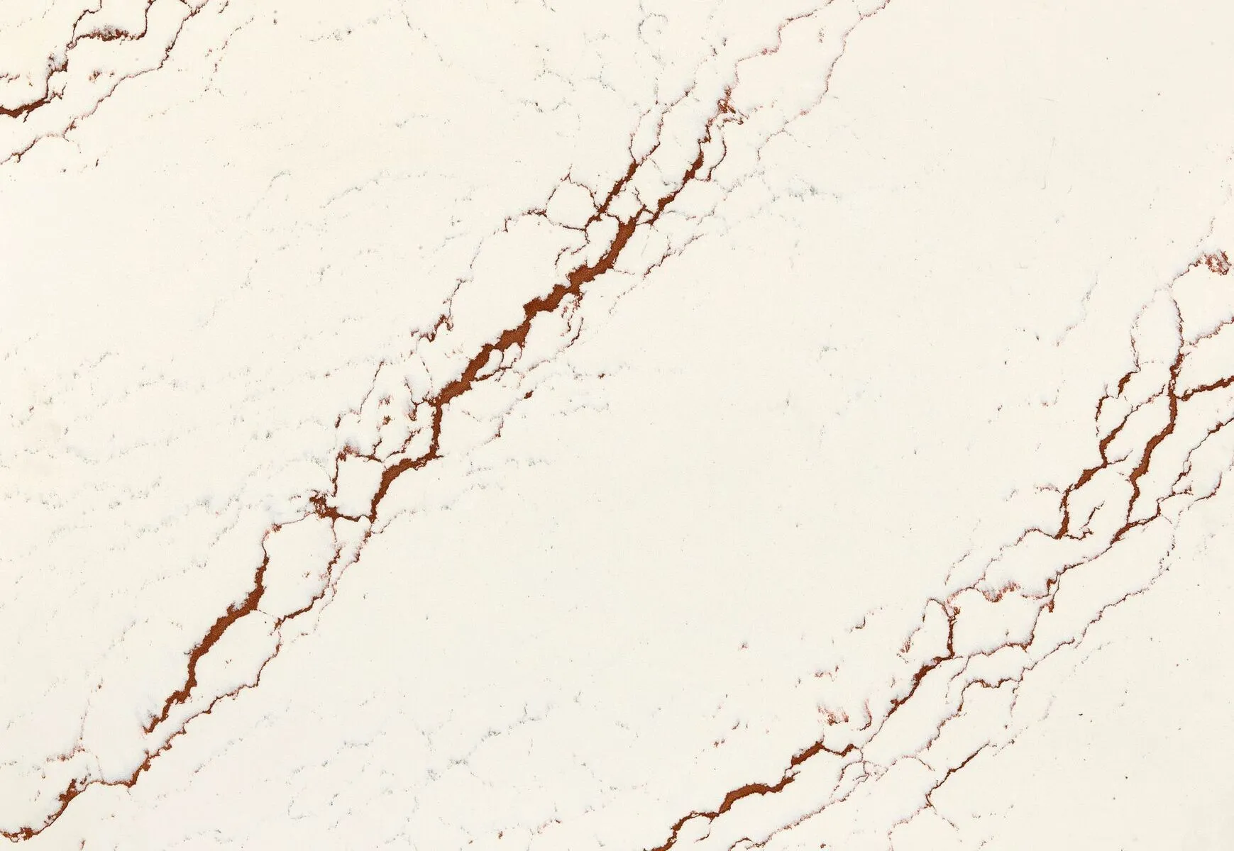 Closeup image of Cambria Inverness Bronze White Quartz countertop slab