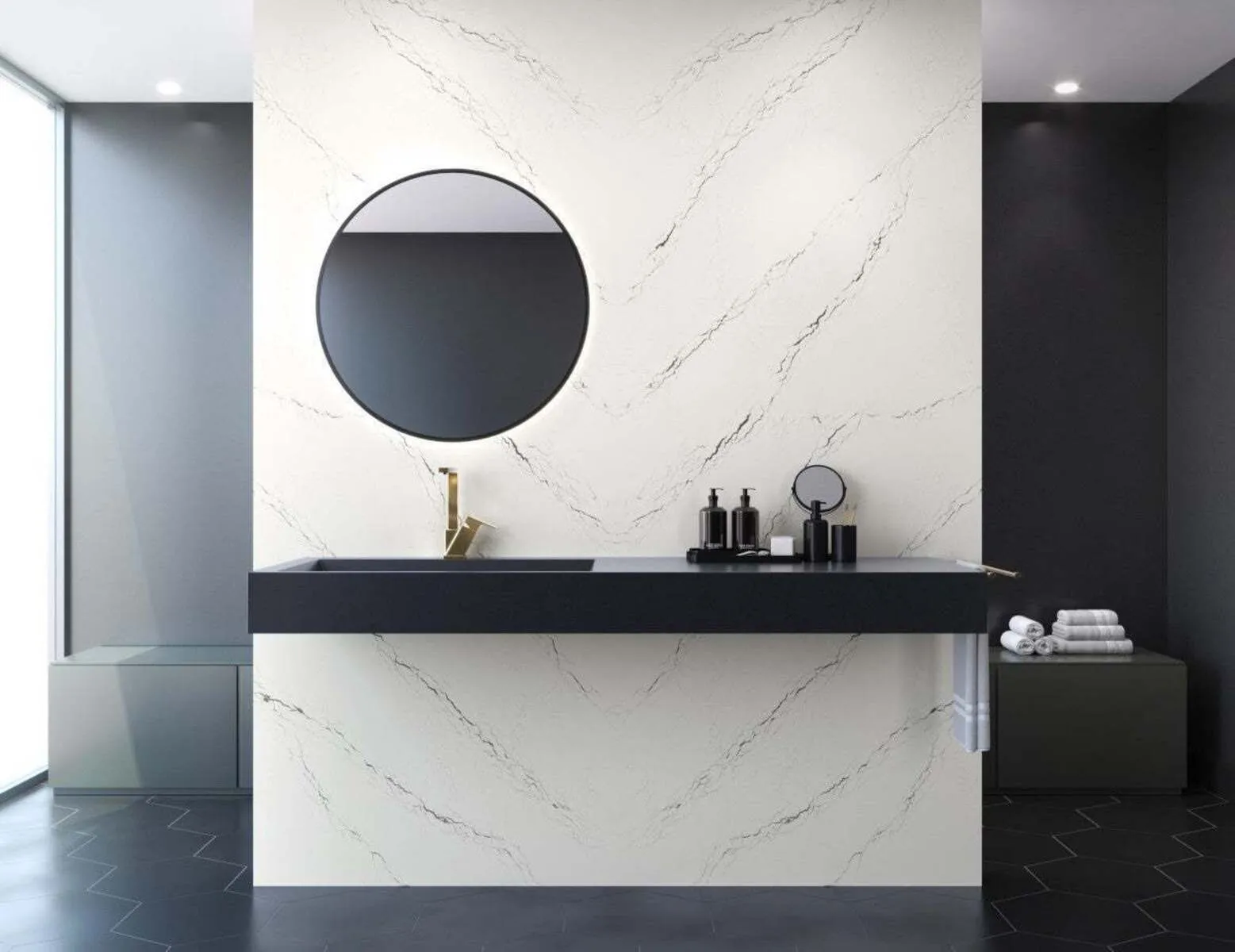 Additional image of Cambria Inverness Platinum White Quartz countertops