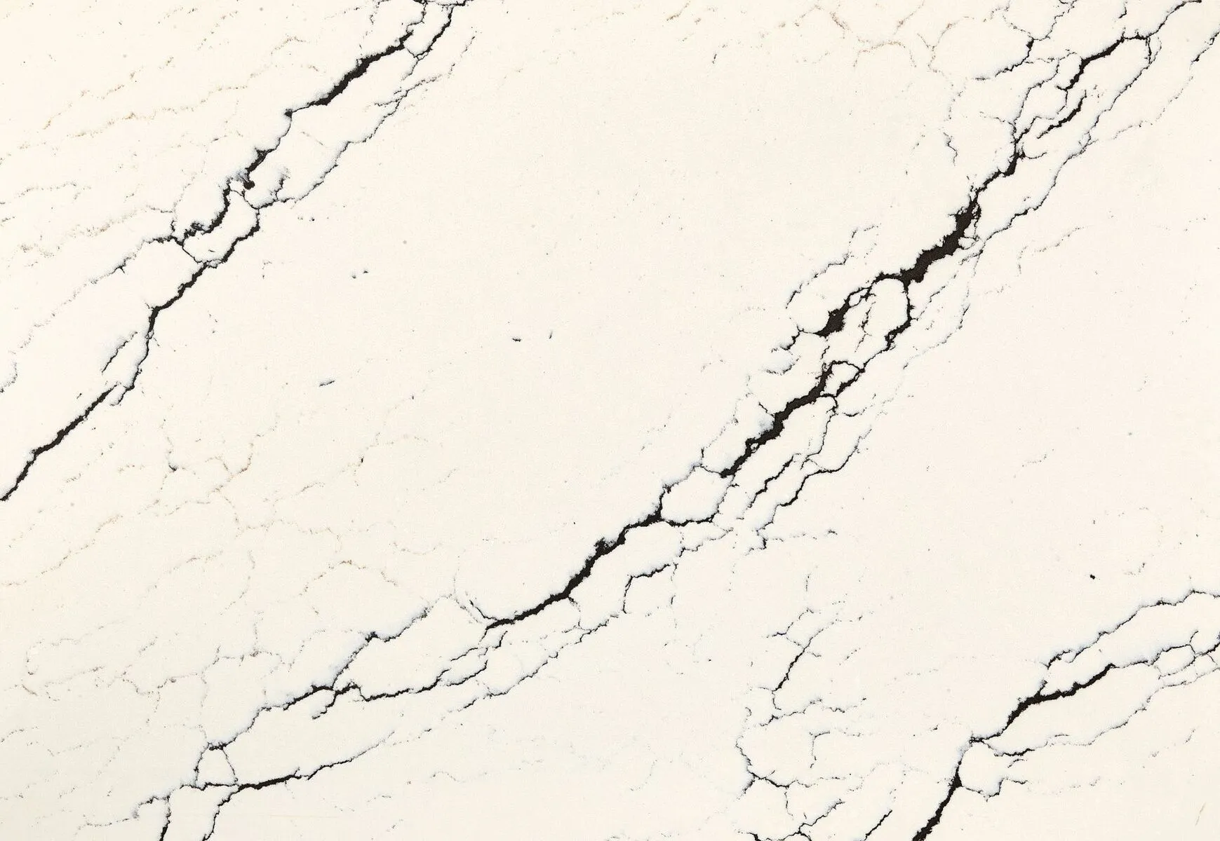 Closeup image of Cambria Inverness Platinum White Quartz countertop slab