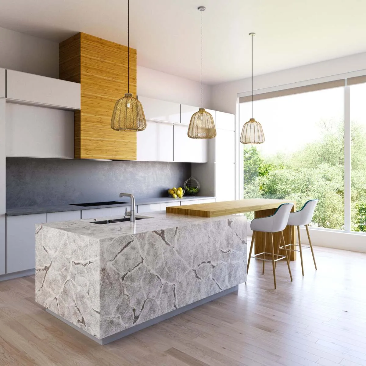Additional image of Cambria Leabridge Grey Quartz countertops