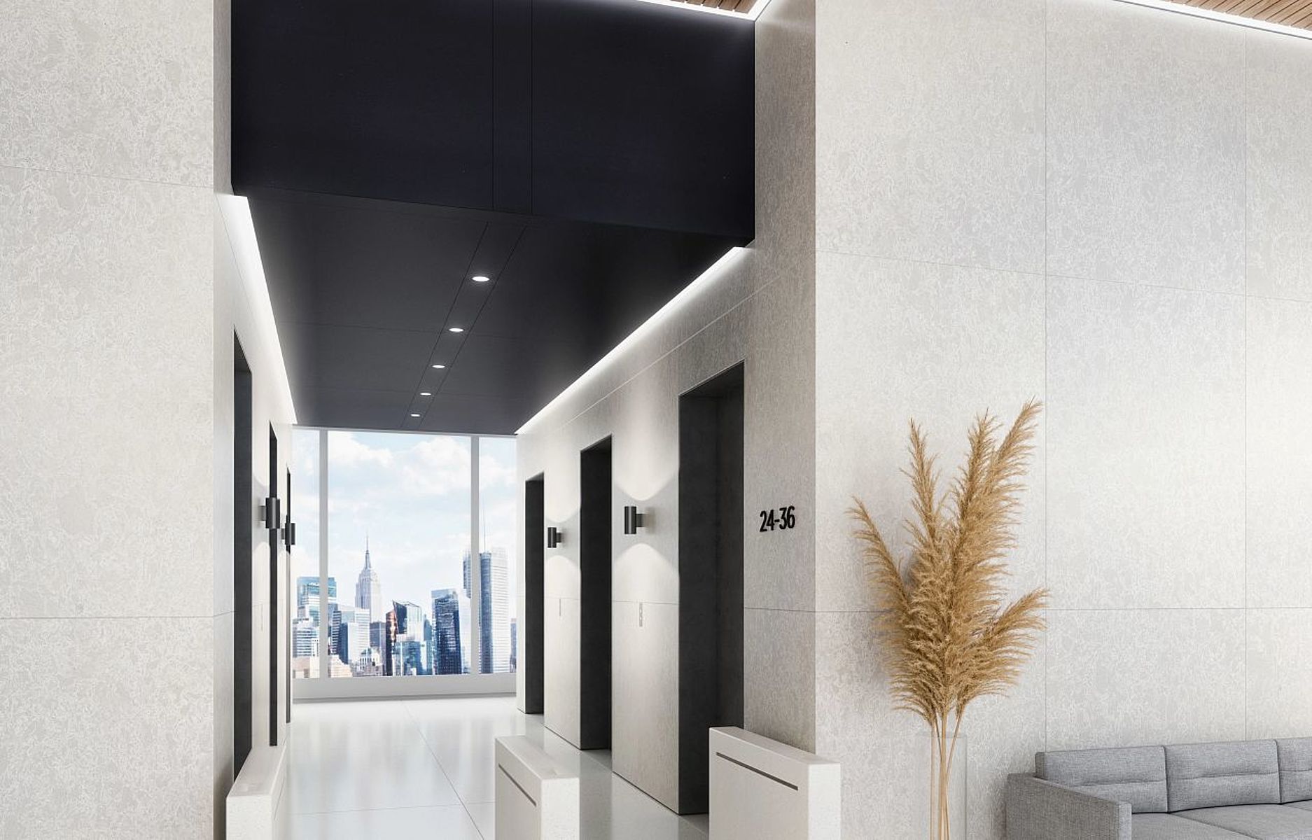 Image of installed Cambria Montana Midnight Grey Quartz countertops