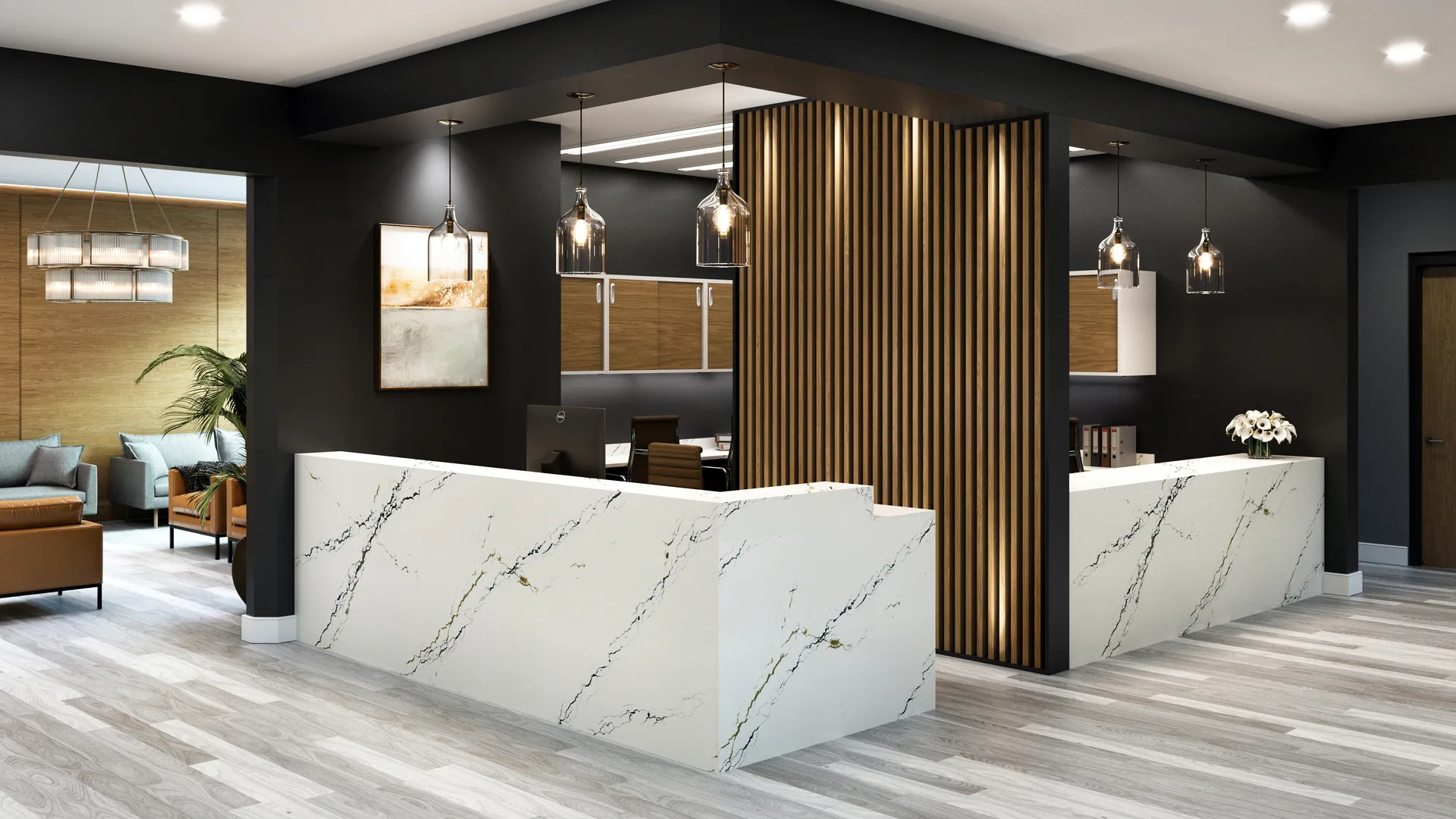 Image of installed Cambria Oakleigh Quartz countertops