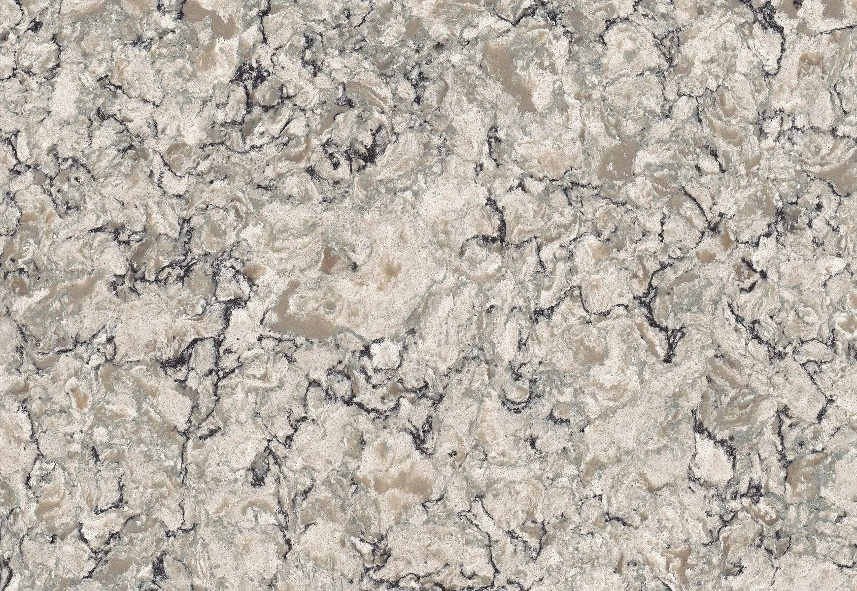 Closeup image of Cambria Praa Sands Cream Quartz countertop slab