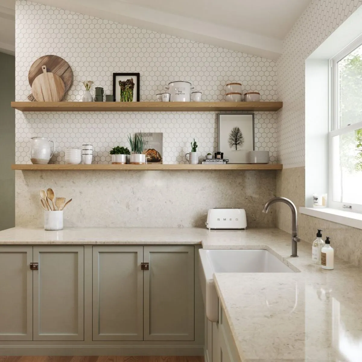 Additional image of Cambria Risegate White Quartz countertops