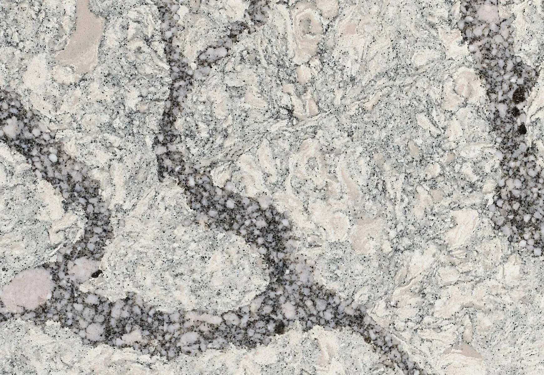 Closeup image of Cambria Seagrove Grey Quartz countertop slab