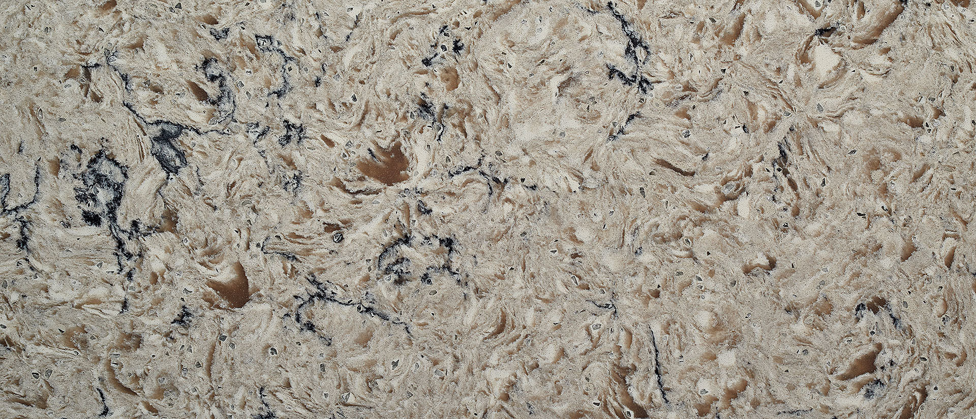Closeup image of Q Quartz Antico Cloud Quartz countertop slab