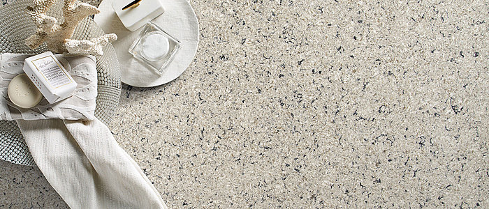 Image of installed Q Quartz Antico Cloud Quartz countertops