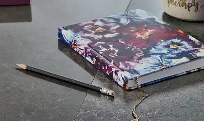 Image of installed Q Quartz Babylon Gray Quartz countertops