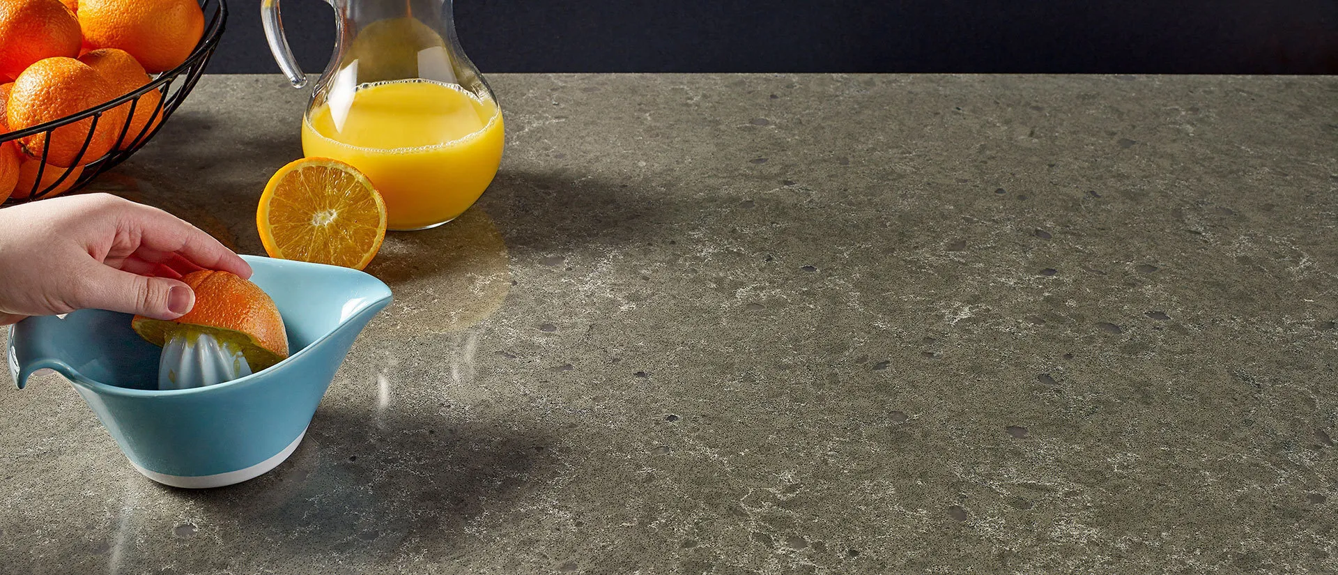 Image of installed Q Quartz Babylon Gray Quartz countertops