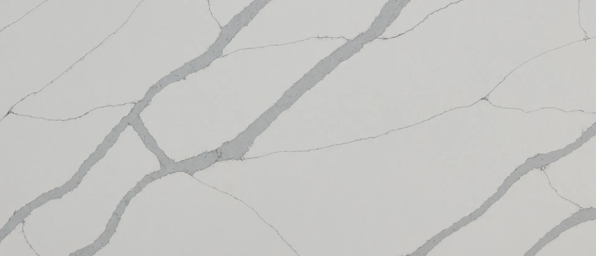 Closeup image of Q Quartz Calacatta Sierra White Quartz countertop slab
