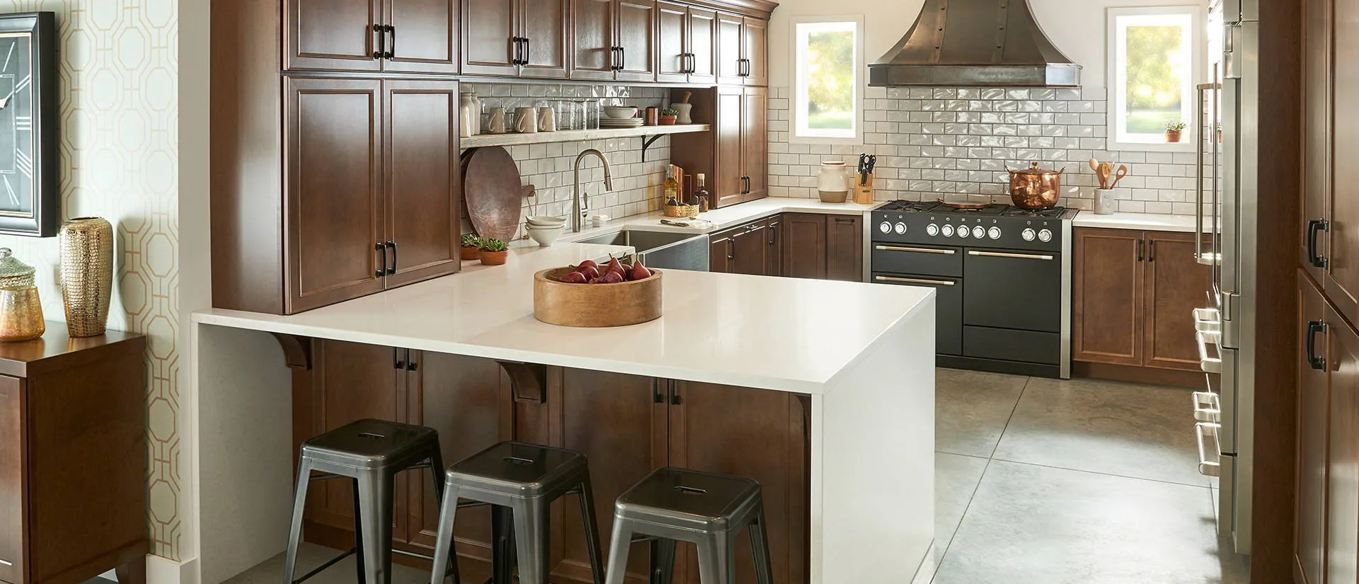 Image of installed Q Quartz Calico White Quartz countertops