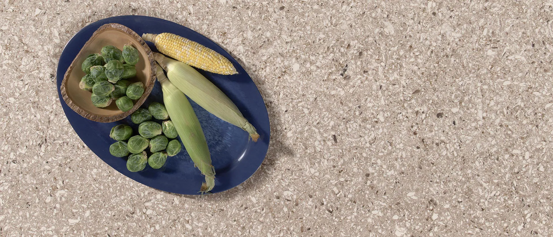 Image of installed Q Quartz Chakra Beige Quartz countertops