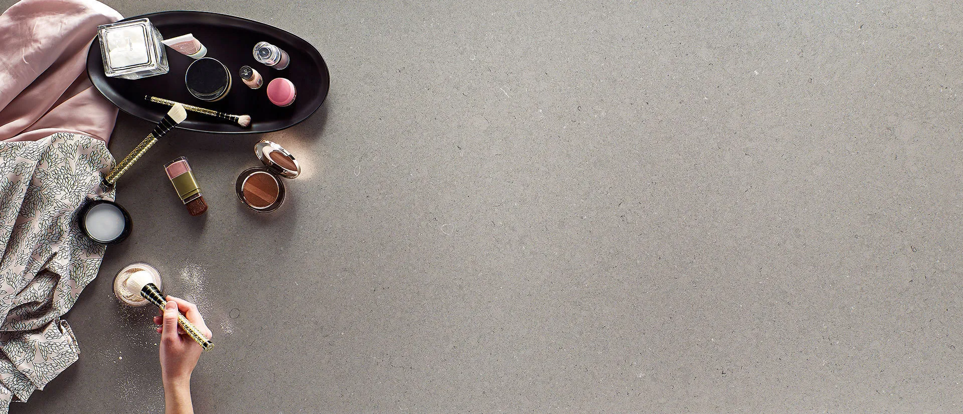 Image of installed Q Quartz Fossil Gray Quartz countertops