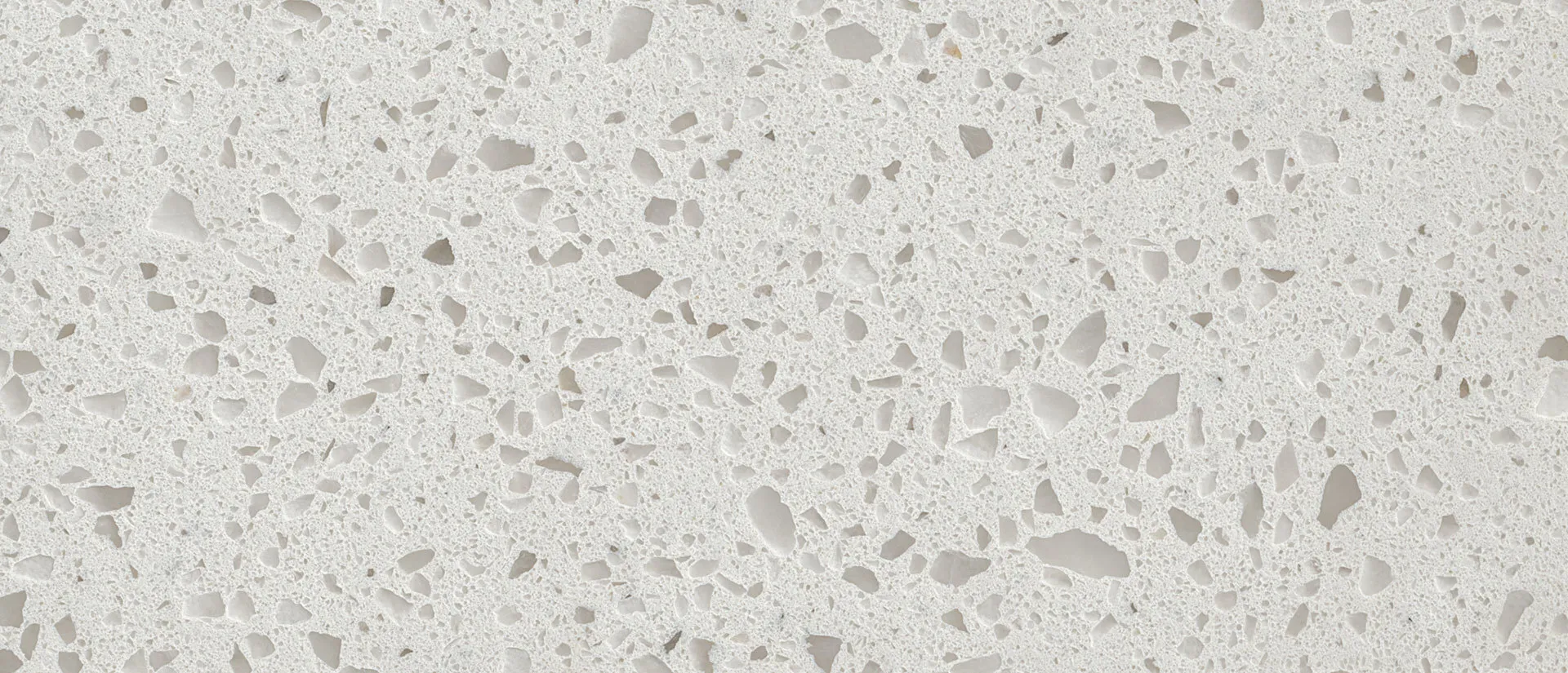 Closeup image of Q Quartz Iced White Quartz countertop slab