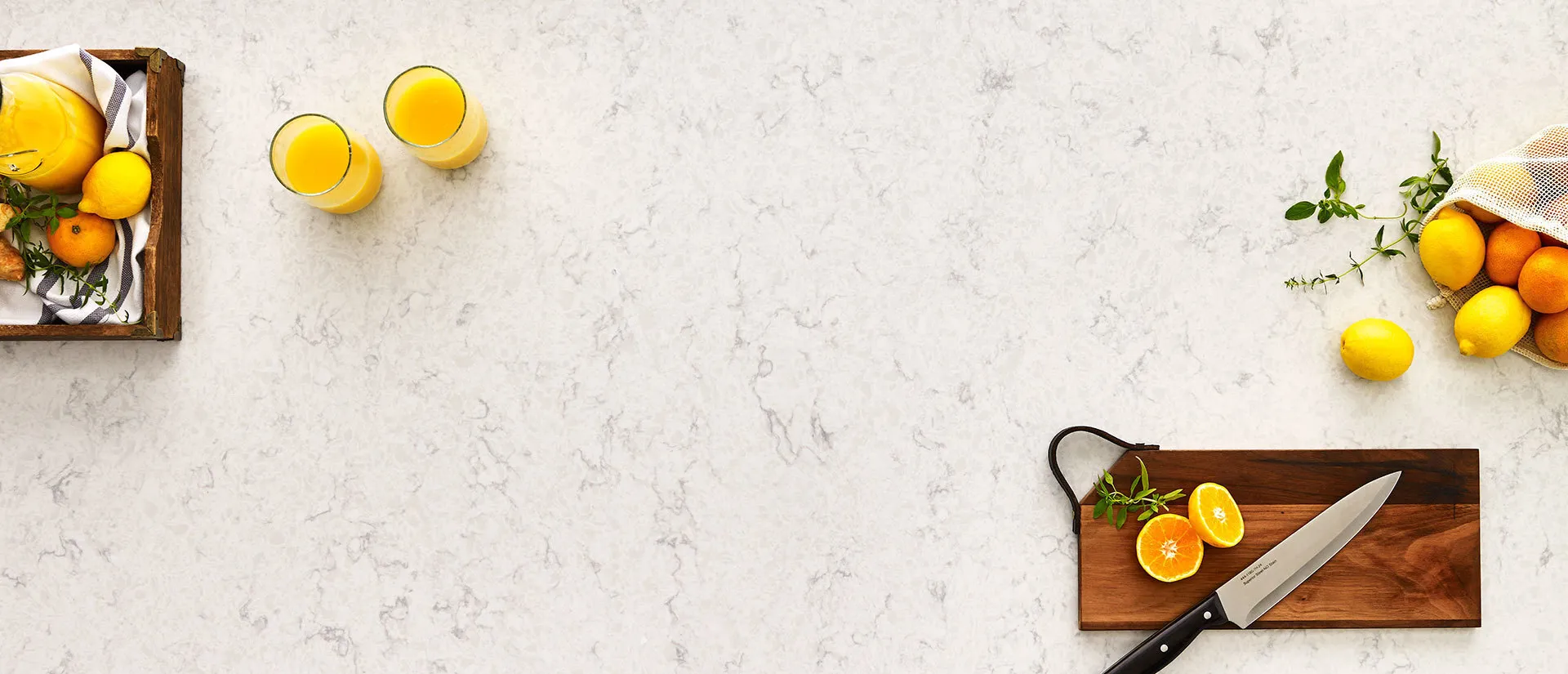 Image of installed Q Quartz Mara Blanca Quartz countertops