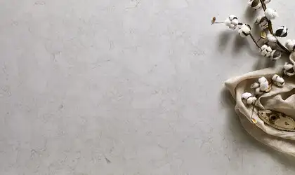 Image of installed Q Quartz Marbella White White Quartz countertops