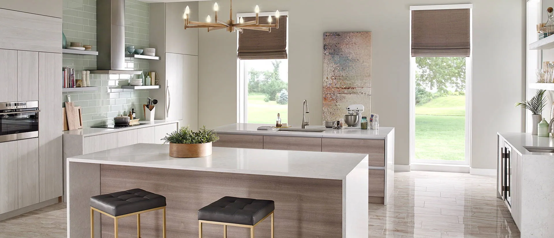 Image of installed Q Quartz Marbella White White Quartz countertops