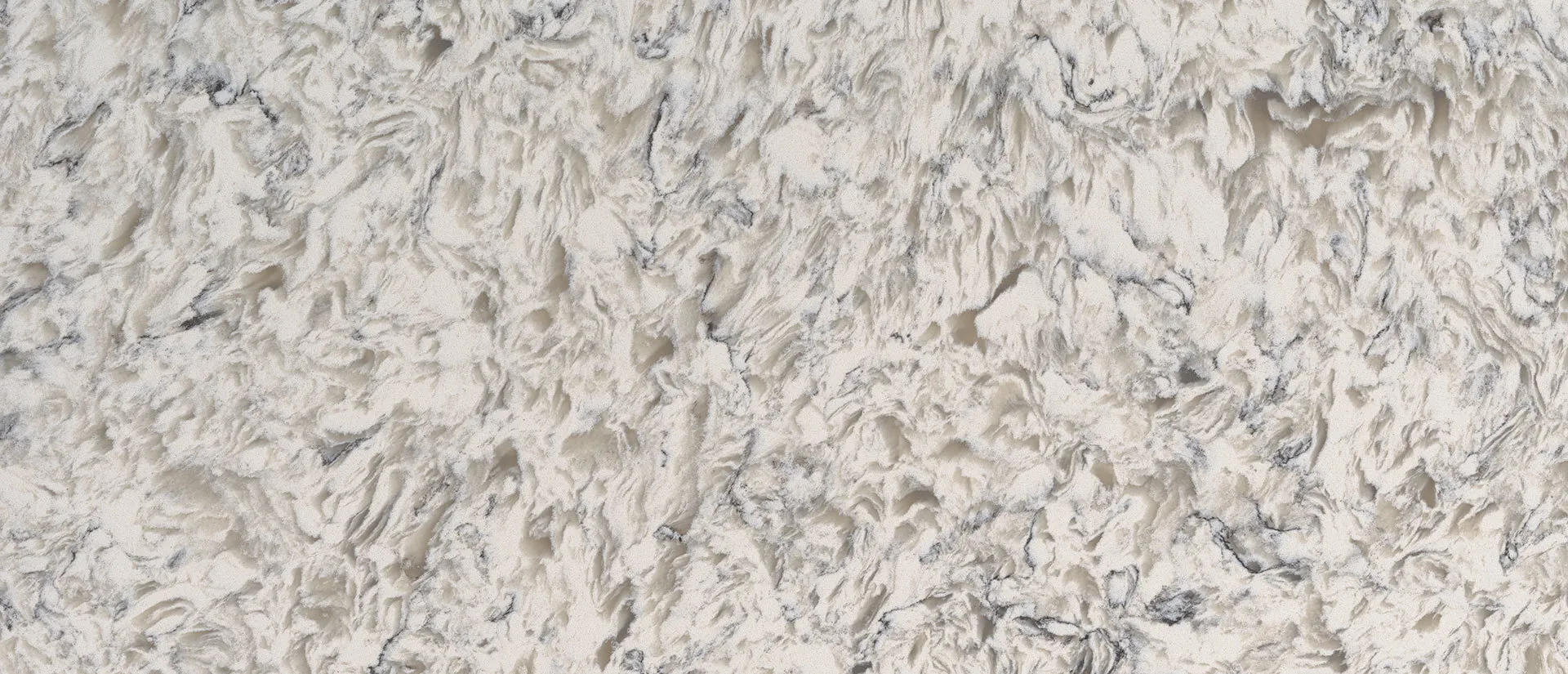 Closeup image of Q Quartz Montclair White White Quartz countertop slab