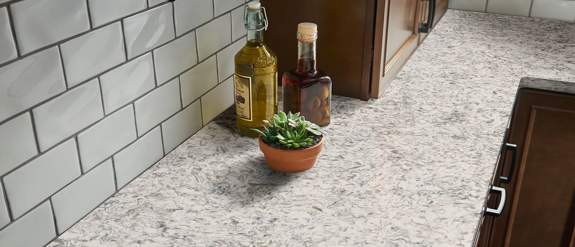 Image of installed Q Quartz Montclair White White Quartz countertops