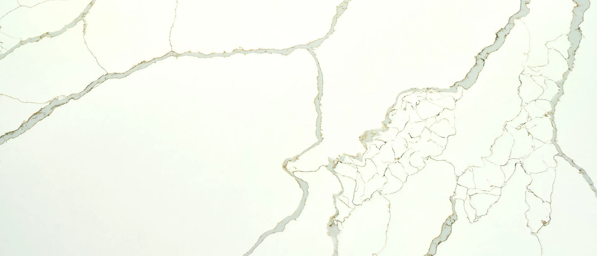 Closeup image of Q Quartz New Calacatta Laza Gold Quartz countertop slab
