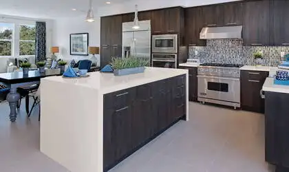 Image of installed Q Quartz Perla White White Quartz countertops