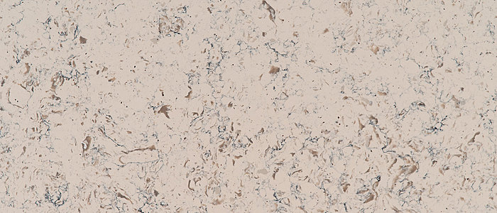 Closeup image of Q Quartz Romano White Brown Quartz countertop slab