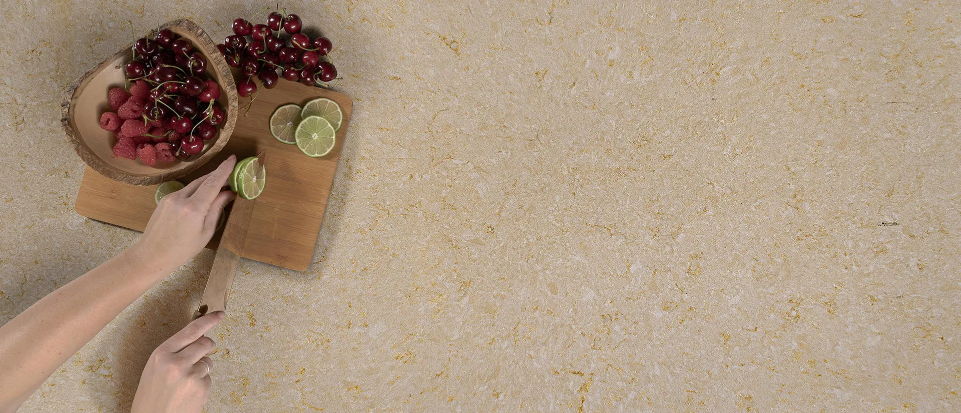 Image of installed Q Quartz Solare Quartz countertops